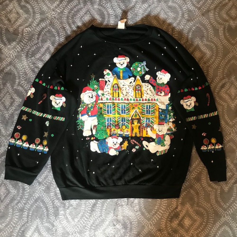 Ugly Christmas Bears Gingerbread House Sweatshirt